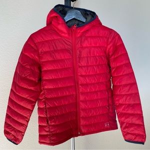 GAP KIDS XL Lightweight Puffer Red exterior, grey interior